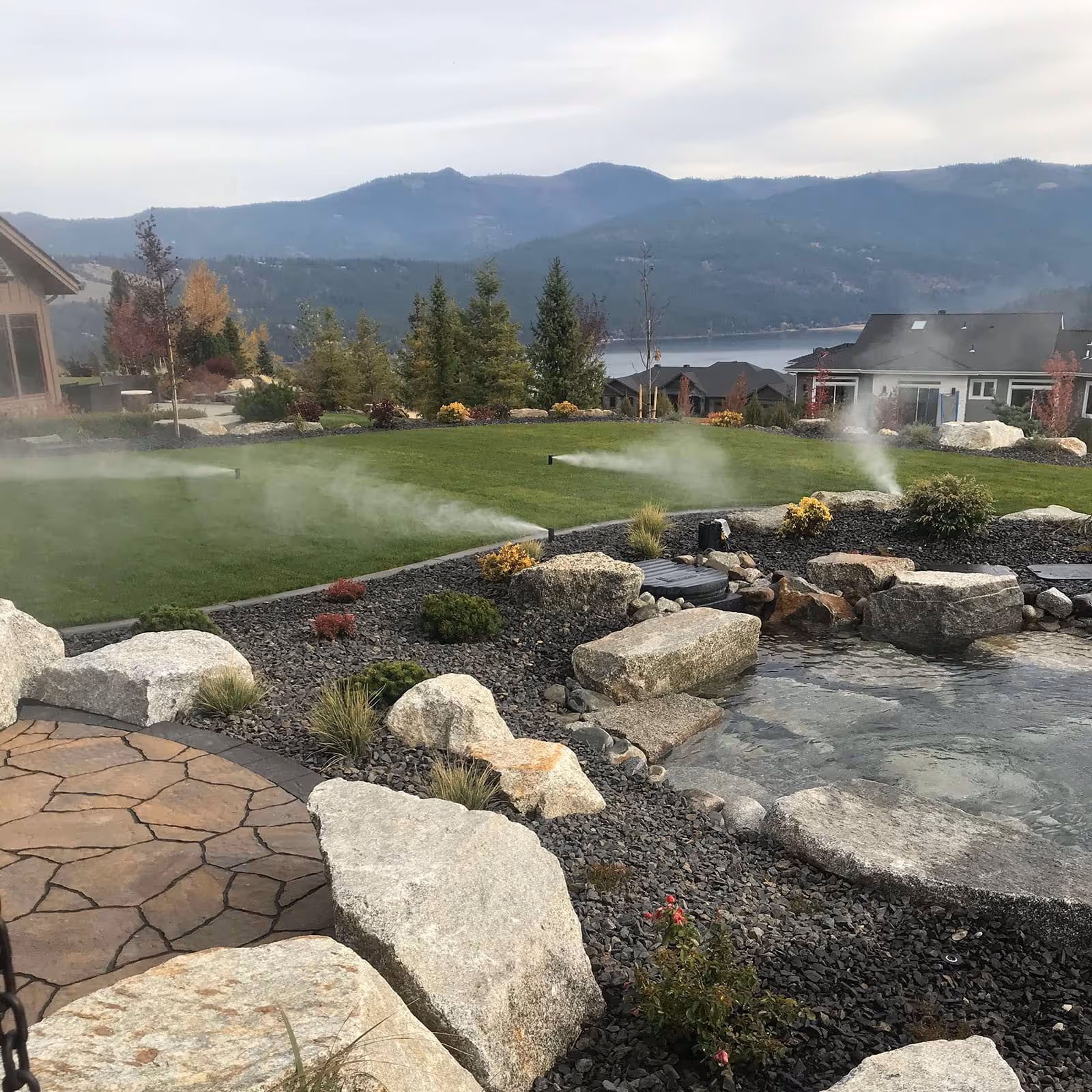 Sprinkler head adjustment around flower bed